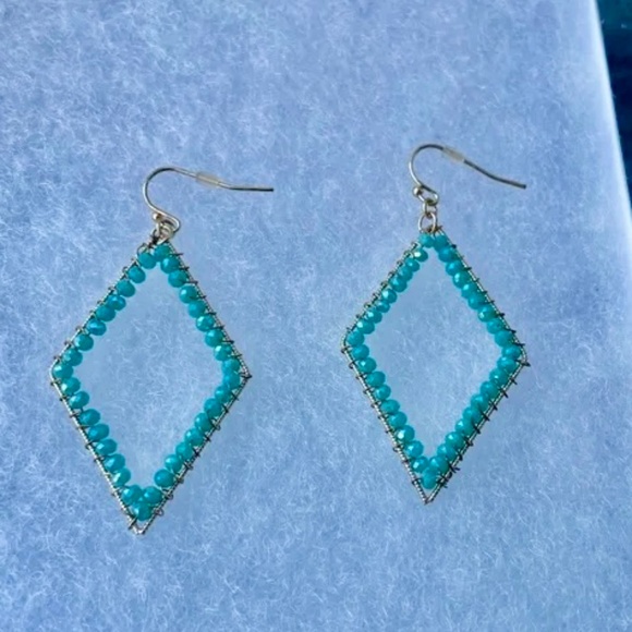 18k Gold Vermeil Aqua Beaded Earrings--ShayLula Boutique - Picture 2 of 3